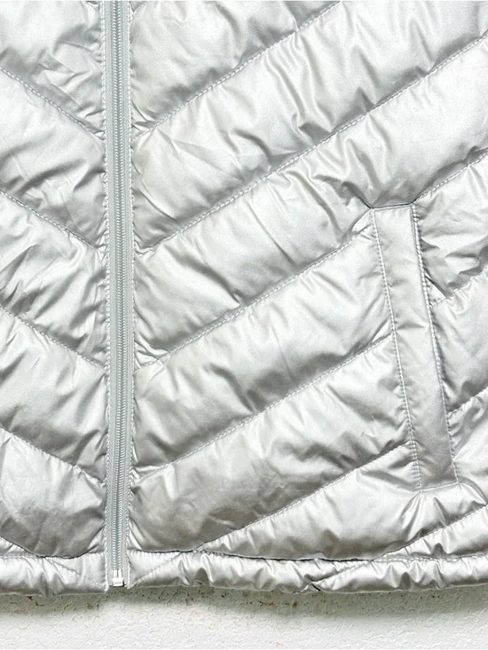 Gap Y2K Metallic Silver Puffer Vest Large Liquid Metal Space Age Shiny Quilted L - Picture 4 of 10